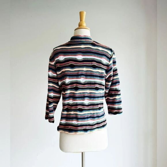 ANDRIA LIEU Funky Textured Knit Multicolor Cardigan  L - Picture 4 of 6